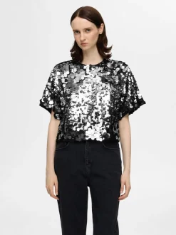 Naisten Pusero, SLFTANA 3/4 SEQUINS TOP>Selected Femme Outlet