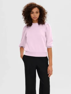 Naisten Pusero, SLFTENNY 3/4 SWEAT TOP NOOS Vaaleanpunainen>Selected Femme Outlet