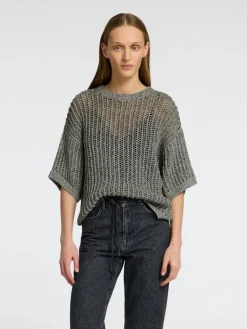 naisten pusero, SLFELLEN 2/4 KNIT O-NECK Vaaleanharmaa><noscript><img width=