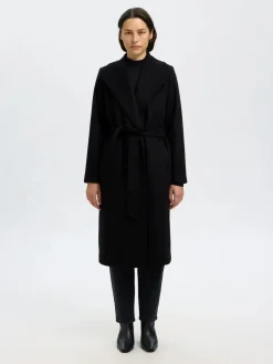 naisten takki SLFROSA LANO COAT, musta>Selected Femme Discount