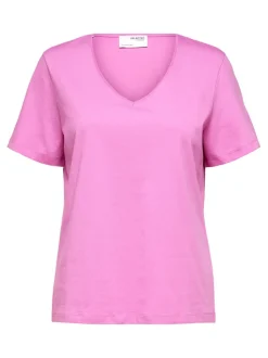 Naisten T-paita SLFESSENTIAL SS V-NECK TEE NOOS>Selected Femme Online
