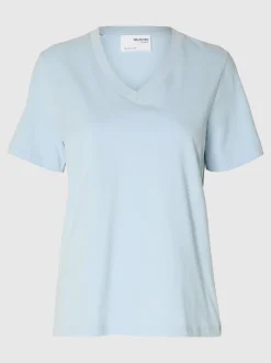 Naisten T-paita SLFESSENTIAL SS V-NECK TEE NOOS>Selected Femme Discount