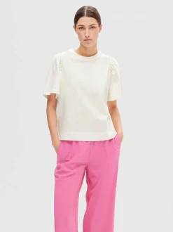 Naisten T-Paita, SLFPENELOPE 2/4 RUFFLE TEE>Selected Femme Best