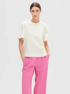 Naisten T-Paita, SLFPENELOPE 2/4 RUFFLE TEE>Selected Femme Best