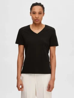 Naisten T-paita SLFESSENTIAL SS V-NECK TEE NOOS>Selected Femme Hot