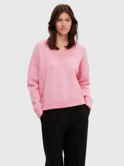 neule, SLFMALINE LS KNIT V-NECK>Selected Femme Discount