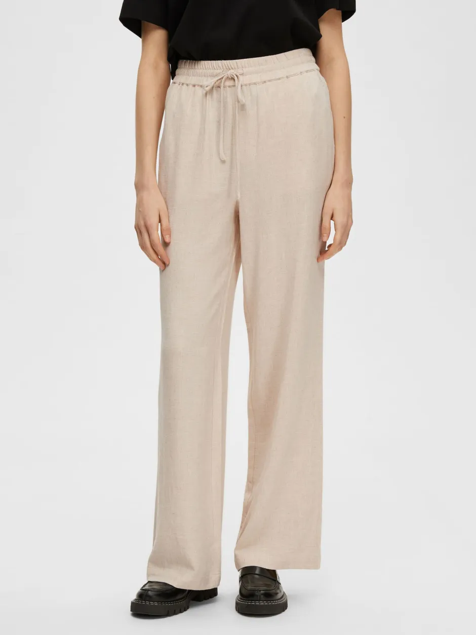 pellavahousut, SLFVIVA-GULIA MW LONG LINEN PANT NOOS>Selected Femme Clearance