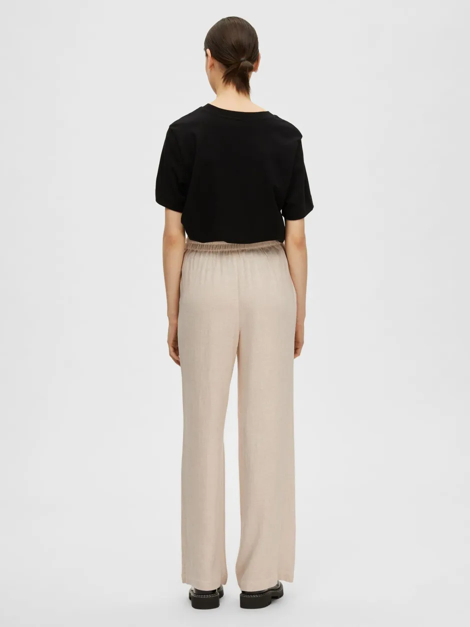 pellavahousut, SLFVIVA-GULIA MW LONG LINEN PANT NOOS>Selected Femme Clearance