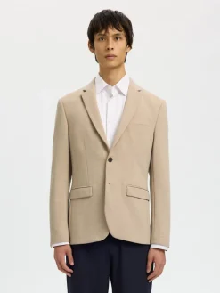 miesten bleiseri SLIM-AITOR Jersey BLZ Flex, hiekka>Selected Sale