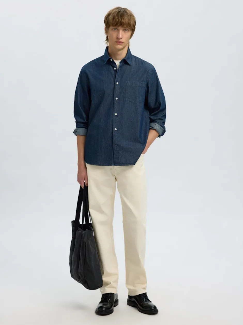 miesten farkkupaita REG CARLO DENIM LS SHIRT NOOS,>Selected New