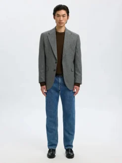 miesten farkut, SLH196-STRAIGHT BEN KORI JEANS Sininen, Indigo><noscript><img width=