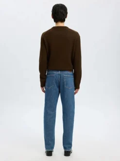 miesten farkut, SLH196-STRAIGHT BEN KORI JEANS Sininen, Indigo><noscript><img width=