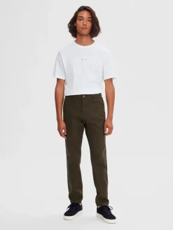 , Miesten Housut, NEW MILES FLEX CHINO NOS Armeijanvihreä>Selected Discount