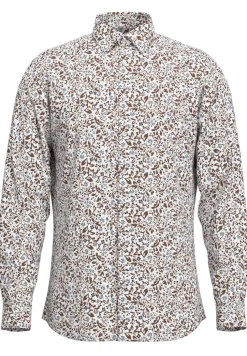 Miesten Kauluspaita, SLIM PERFORMANCE AOP SHIRT Bright White Blue Floral>Selected Hot