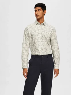 Miesten Kauluspaita Ethan Aop Shirt Nos Vihreä Kuosi>Selected New