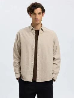 miesten kauluspaita, REG NOAH BRUSHED TWIST SHIRT>Selected Clearance