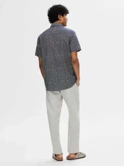 Miesten Kauluspaita NEW LINEN SHIRT Sininen Kuosi>Selected Outlet