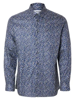 Miesten Kauluspaita, ETHAN AOP SHIRT NOS Sininen Kuosi>Selected Best