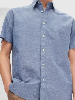 Miesten Kauluspaita, NEW LINEN SHIRT SS NOS><noscript><img width=