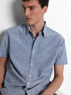 Miesten Kauluspaita, NEW LINEN SHIRT SS NOS><noscript><img width=