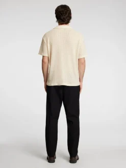 miesten kauluspaita, RELAX BANE SS JERSEY SHIRT Luonnonvalkoinen>Selected Outlet