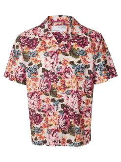 , Miesten Kauluspaita, Relax Floral Shirt Ss Aop Punainen Kuosi><noscript><img width=