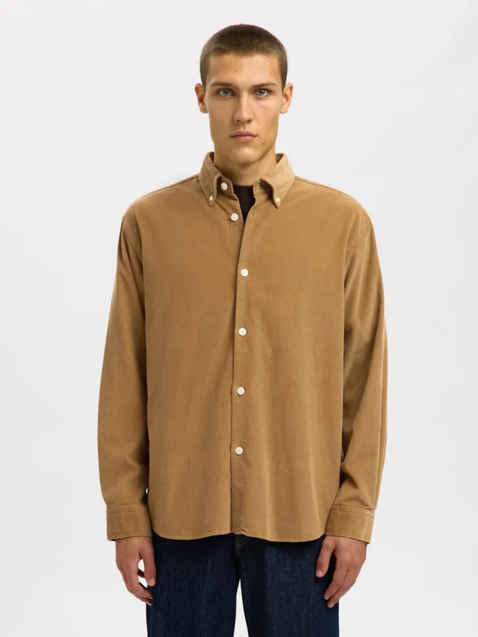 Miesten Kauluspaita K REG DANNI CORD BD LS SHIRT>Selected Sale