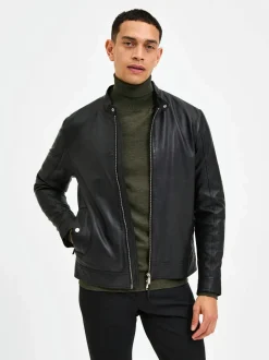 miesten nahkatakki, ARCHIVE CLASSIC LEATHER JACKET>Selected Hot