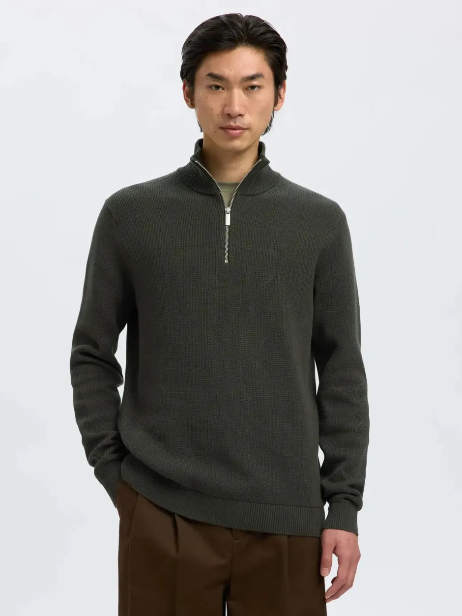 Miesten Neulepusero, DANE LS KNIT STRUCTURE HALF ZIP>Selected Online