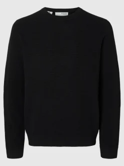 Miesten Neulepusero, ROSS LS KNIT STRUCTURE NOS ORGANIC COTTO, musta>Selected Outlet