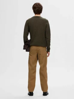 Miesten Neulepusero, ROSS LS KNIT STRUCTURE NOS ORGANIC COTTO Armeijanvihreä>Selected Clearance