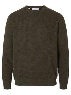 Miesten Neulepusero, ROSS LS KNIT STRUCTURE NOS ORGANIC COTTO Armeijanvihreä><noscript><img width=