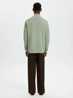 Miesten Neulepusero DANE LS KNIT STRUCTURE HALF ZIP, Aqua Gray>Selected Outlet