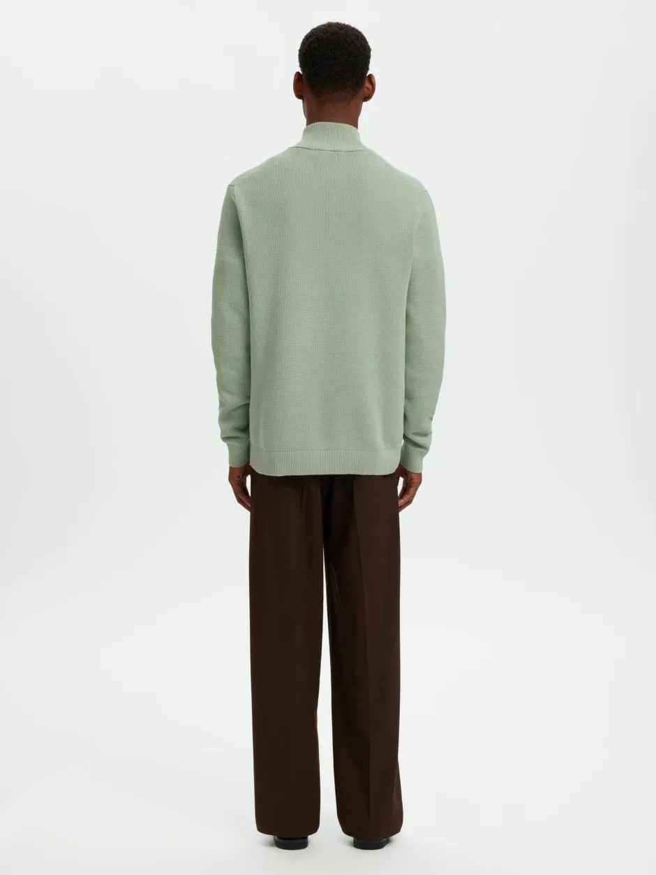 Miesten Neulepusero DANE LS KNIT STRUCTURE HALF ZIP, Aqua Gray>Selected Outlet