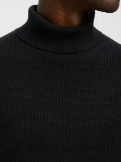 miesten neulepusero K DANE LS KNIT STRUCTURE ROLLNECK NOS, musta><noscript><img width=
