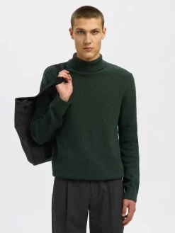 miesten neulepusero, TREVOR LS KNIT STRUCTURE ROLL NECK>Selected