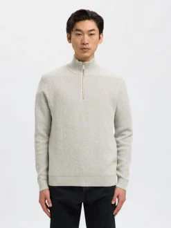 miesten neulepusero K SLHDANE LS KNIT STRUCTURE HALF ZIP NOO,>Selected Hot
