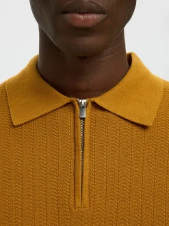 miesten neulepusero SLHCRAN LS Knit Structure Half Zip Polo,><noscript><img width=