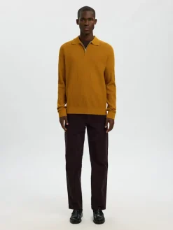 miesten neulepusero SLHCRAN LS Knit Structure Half Zip Polo,><noscript><img width=