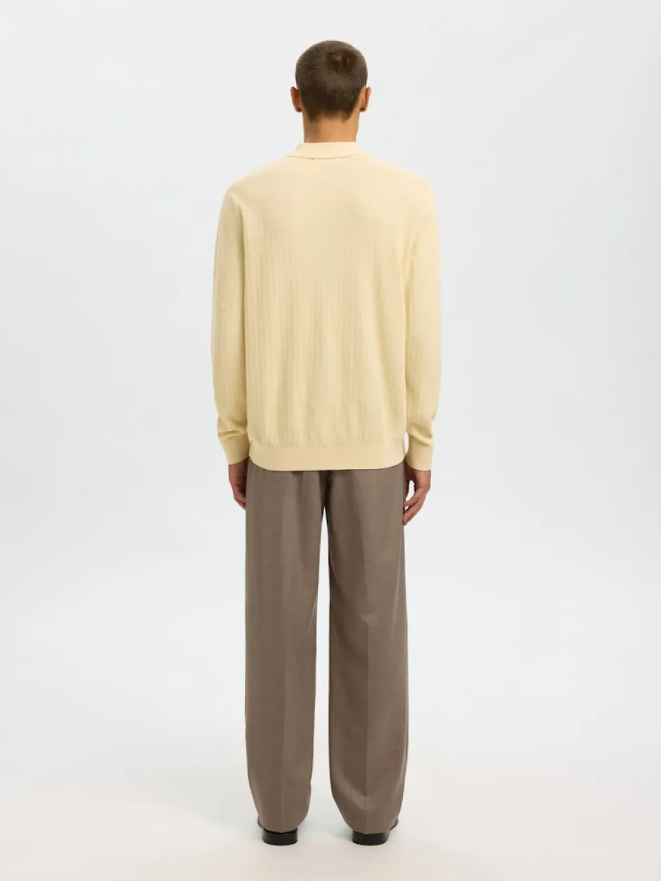 miesten neulepusero SLHCRAN LS Knit Structure Half Zip Polo,>Selected Best