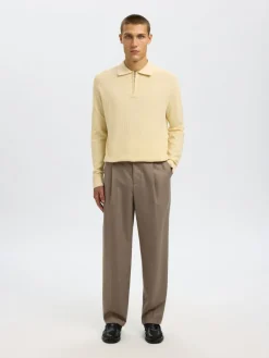 miesten neulepusero SLHCRAN LS Knit Structure Half Zip Polo,><noscript><img width=