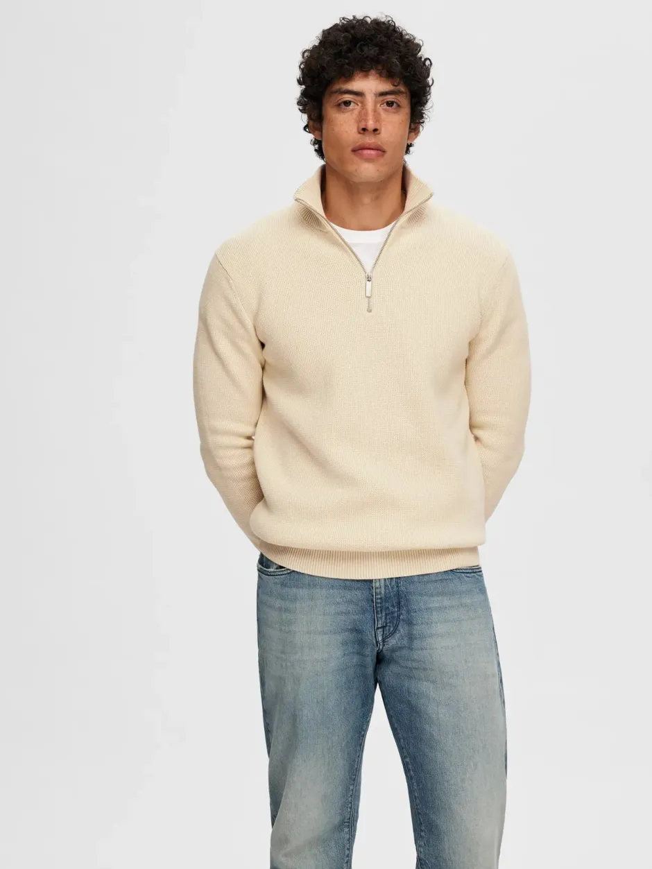 Miesten Neulepusero, DANE LS KNIT STRUCTURE HALF ZIP>Selected Discount