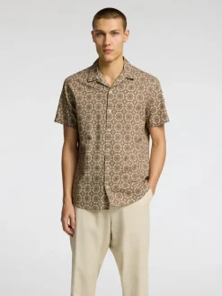 Miesten Paita NEW LINEN SHIRT RESORT Ruskea Kuosi>Selected Clearance