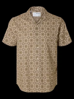 Miesten Paita NEW LINEN SHIRT RESORT Ruskea Kuosi><noscript><img width=