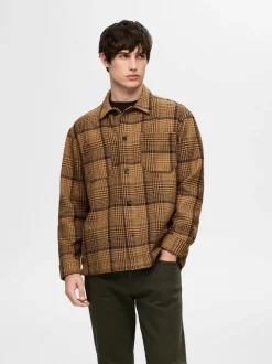 Miesten Paitatakki, BOXY HOUNDSTOOTH BIG CHECK OVERSHIRT>Selected Sale