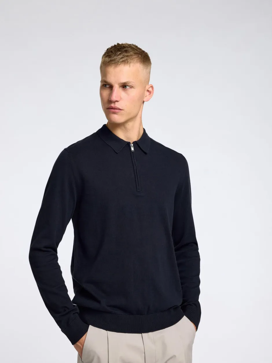 miesten pitkähihainen pikeepaita, SLHBERG LS HALF ZIP POLO>Selected New