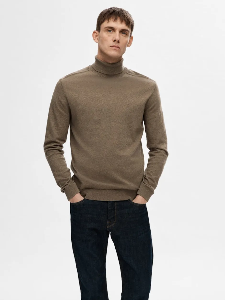 Miesten Pooloneule Berg Roll Neck NOOS, Teak Melange>Selected New