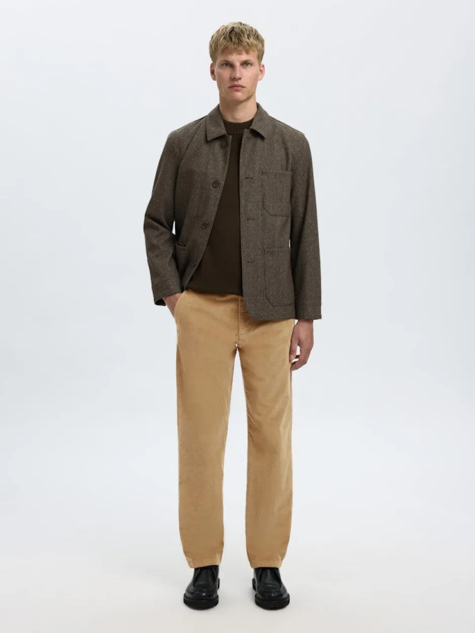 miesten suorat housut Straight Miles vakosamettihousut,>Selected Hot