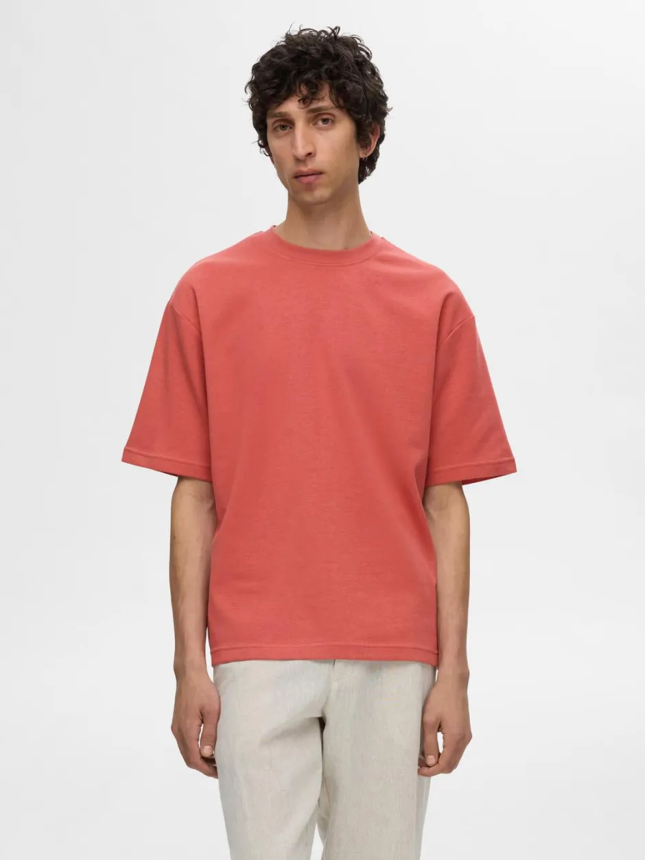 miesten t-paita, LOOSE OSCAR SS O-NECK>Selected Discount