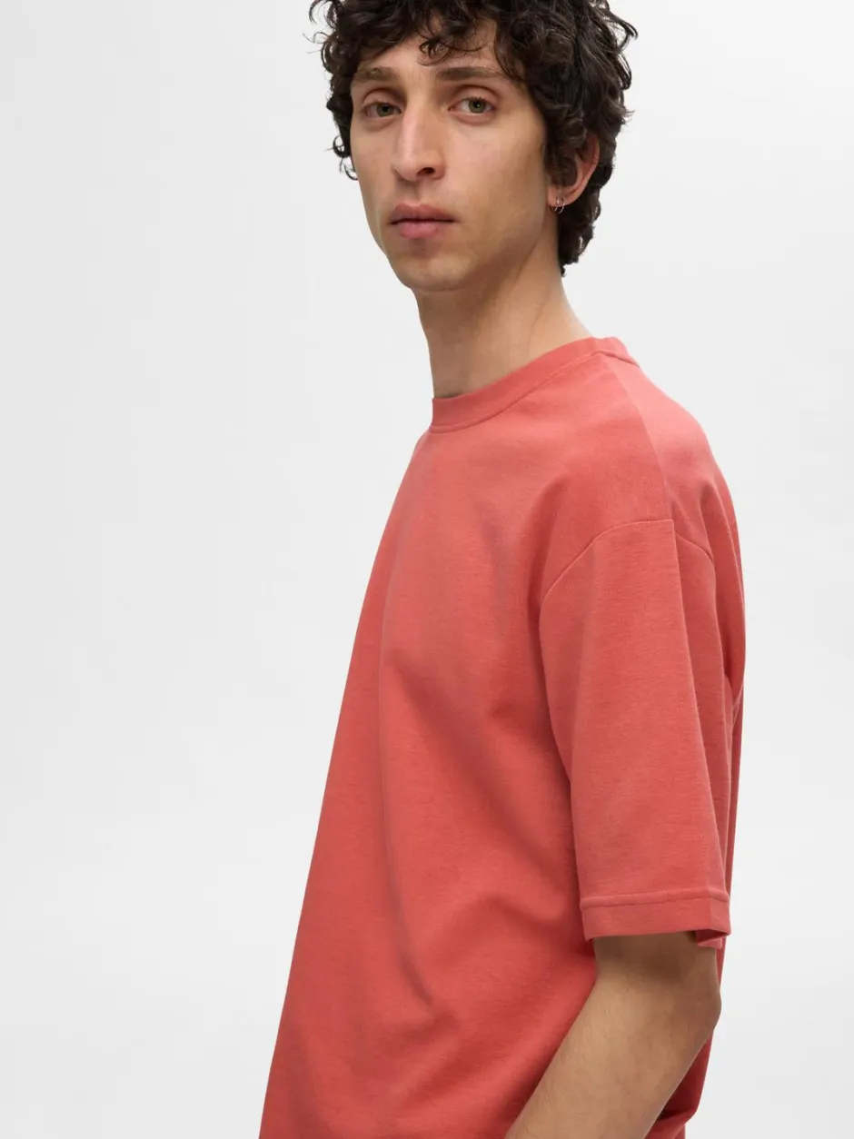 miesten t-paita, LOOSE OSCAR SS O-NECK>Selected Discount